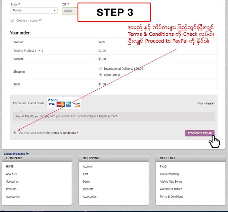 PayPal Payment Step 3